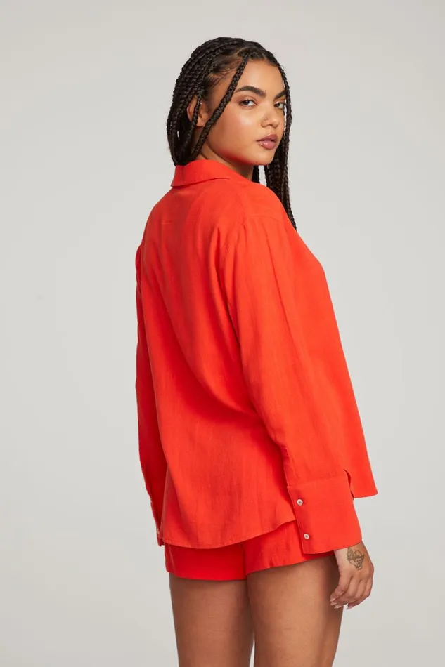 Womens Tops Chaser Brand Helena Flame Button Down