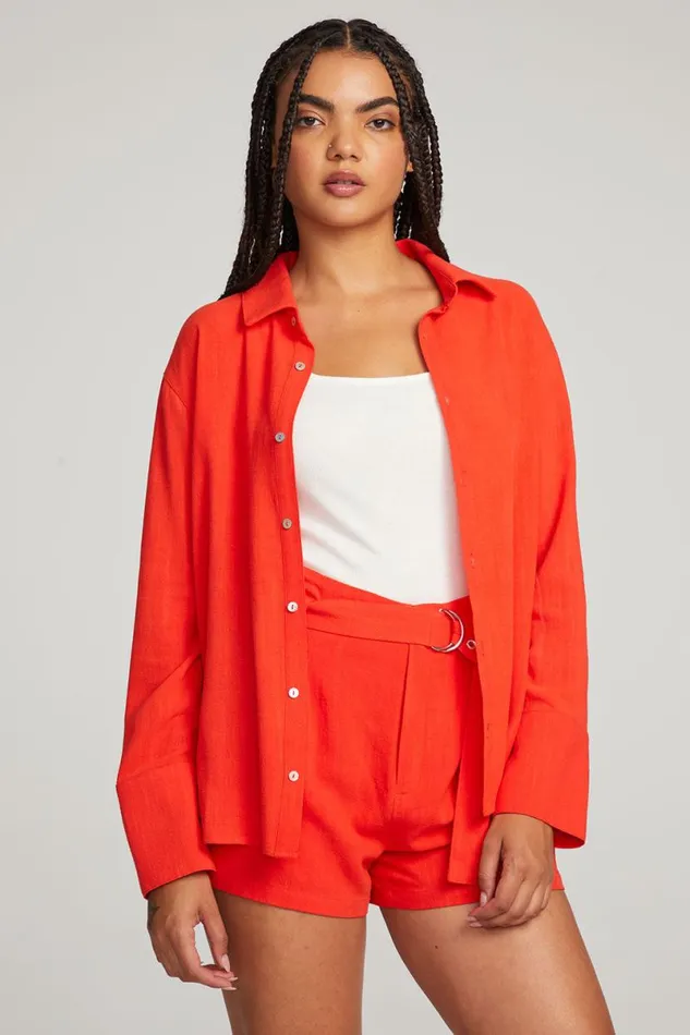 Womens Tops Chaser Brand Helena Flame Button Down