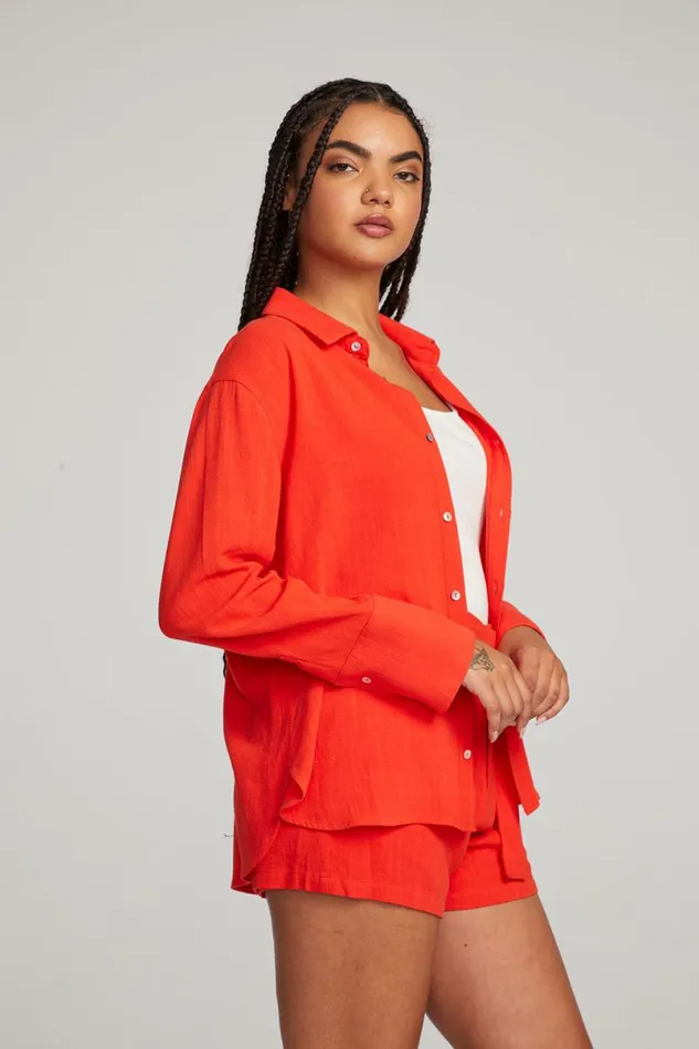 Womens Tops Chaser Brand Helena Flame Button Down