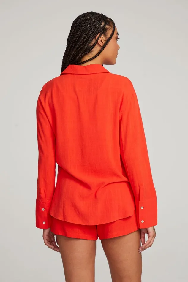 Womens Tops Chaser Brand Helena Flame Button Down