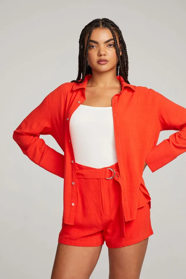 Womens Tops Chaser Brand Helena Flame Button Down