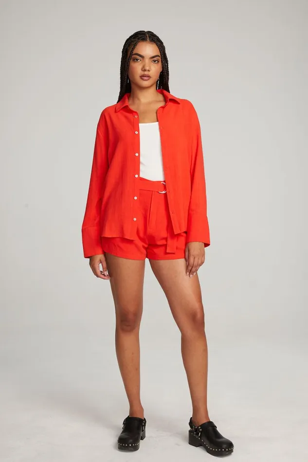 Womens Tops Chaser Brand Helena Flame Button Down