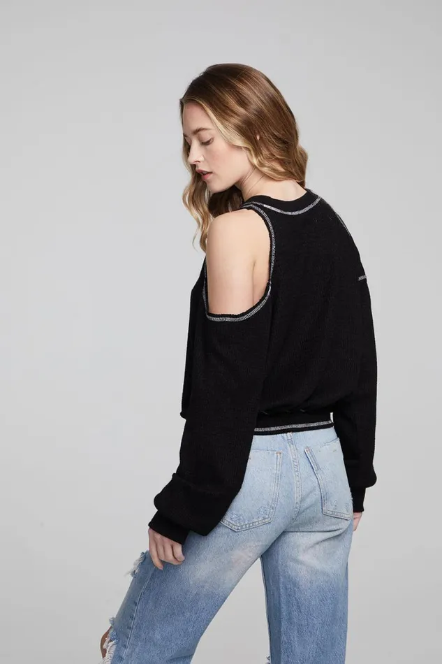 Womens Tops Chaser Brand Hendrix Shadow Black Pullover