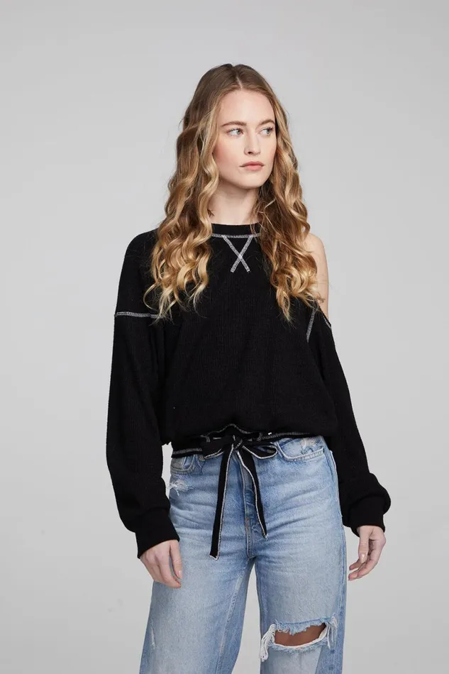 Womens Tops Chaser Brand Hendrix Shadow Black Pullover