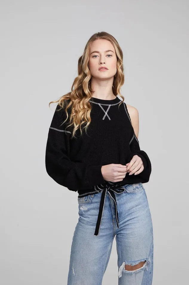 Womens Tops Chaser Brand Hendrix Shadow Black Pullover