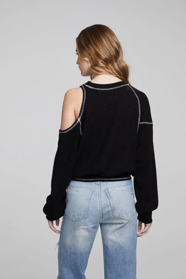Womens Tops Chaser Brand Hendrix Shadow Black Pullover