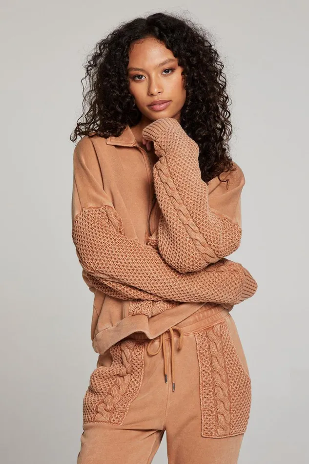 Womens Tops Chaser Brand Joe Toffee Half Zip