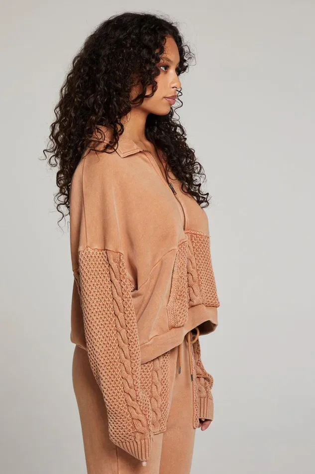 Womens Tops Chaser Brand Joe Toffee Half Zip