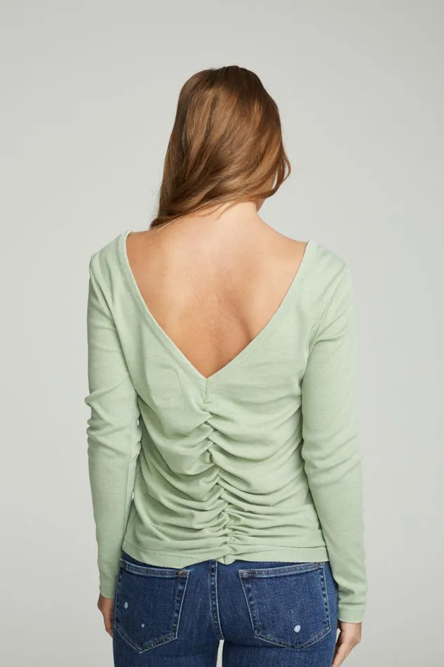 Womens Tops Chaser Brand Long Sleeve Shirred Vback Tee