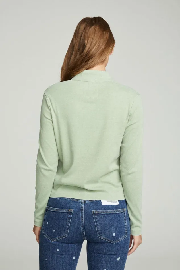 Womens Tops Chaser Brand Long Sleeve Snap Front Mock Neck Tee