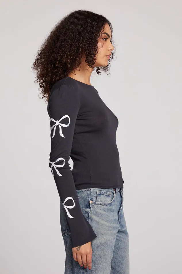 Womens Tops Chaser Brand Love Bows Long Sleeve