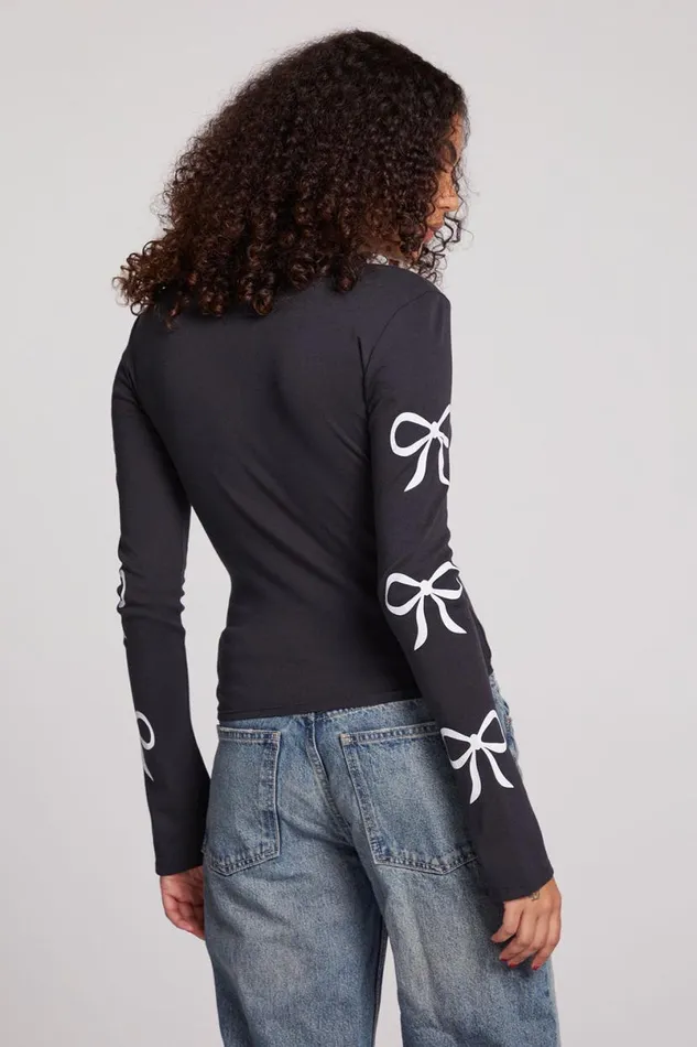 Womens Tops Chaser Brand Love Bows Long Sleeve