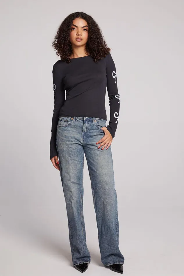 Womens Tops Chaser Brand Love Bows Long Sleeve