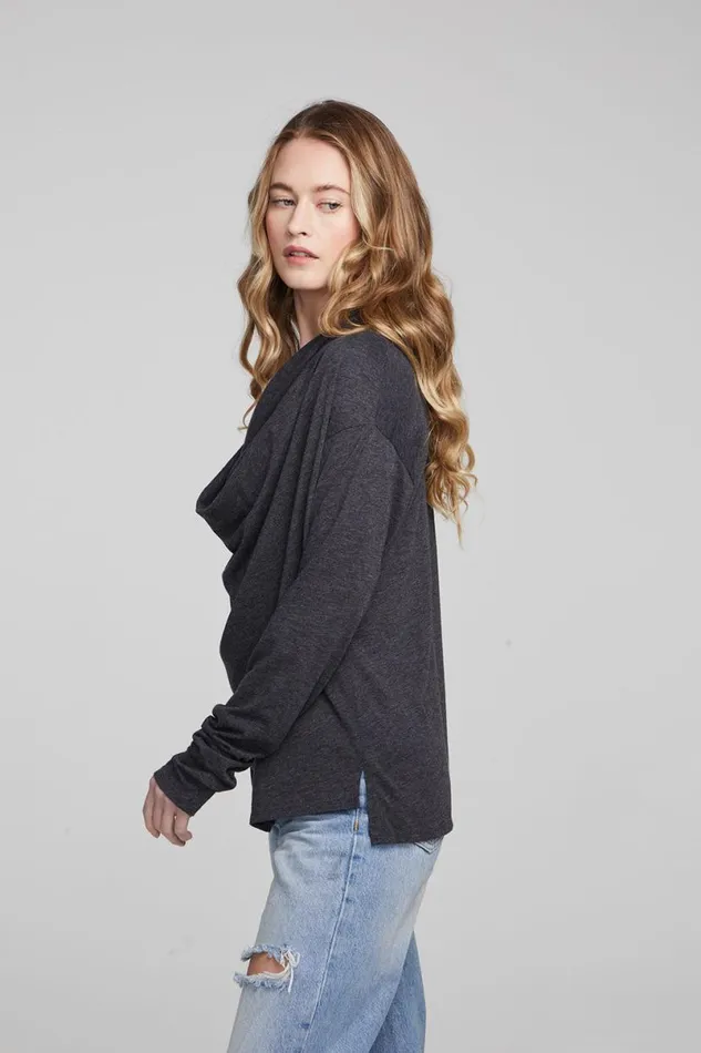 Womens Tops Chaser Brand Mela Shadow Black Long Sleeve