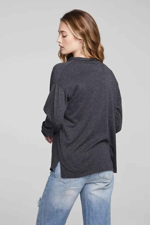 Womens Tops Chaser Brand Mela Shadow Black Long Sleeve