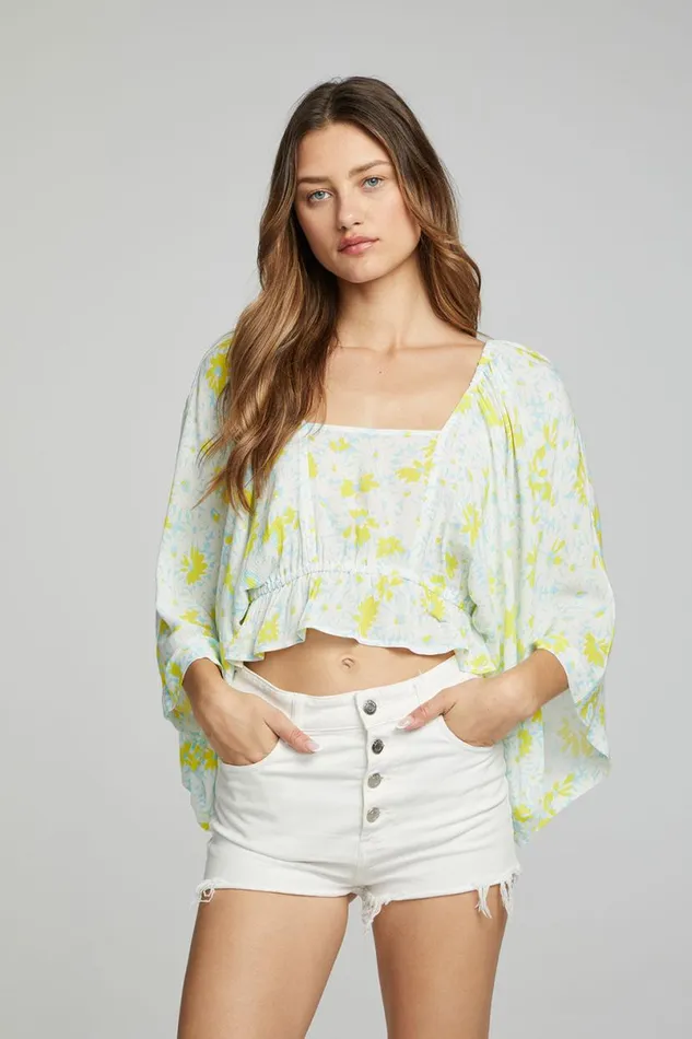 Womens Tops Chaser Brand Monarch Crop Top 8211 Daisy Floral Print
