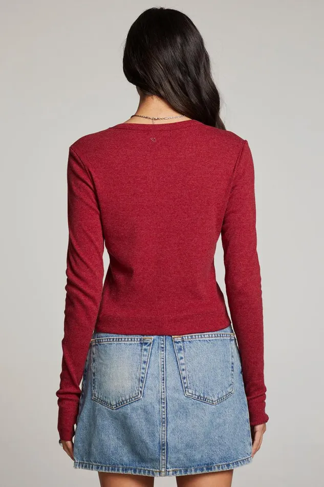 Womens Tops Chaser Brand Moonlight Blood Red Long Sleeve