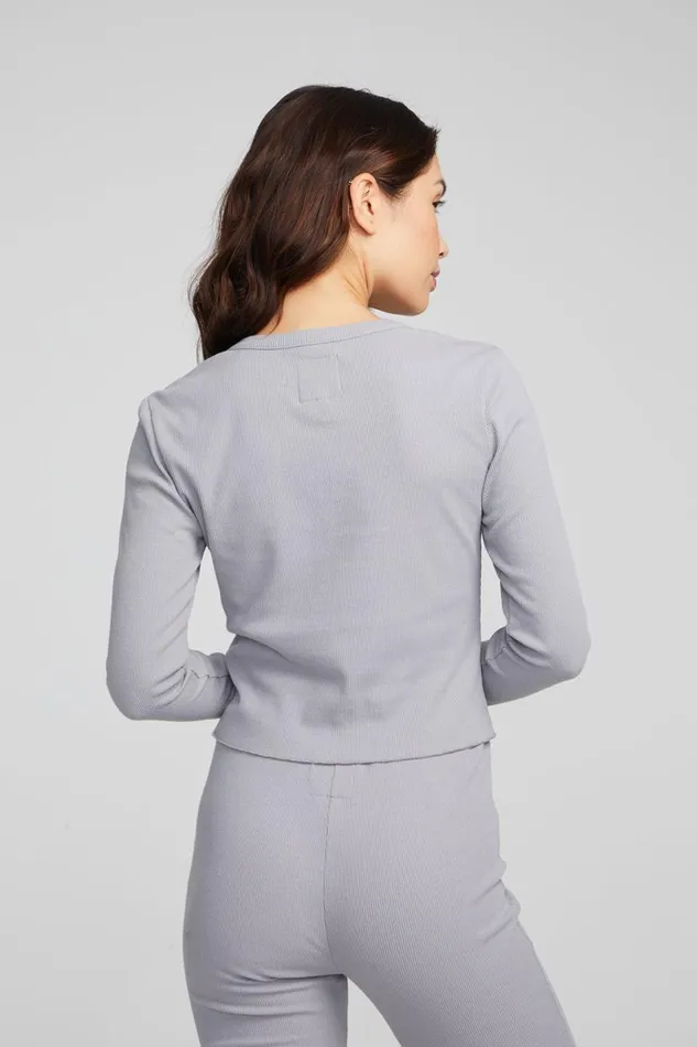 Womens Tops Chaser Brand Moonlight Silver Grey Long Sleeve