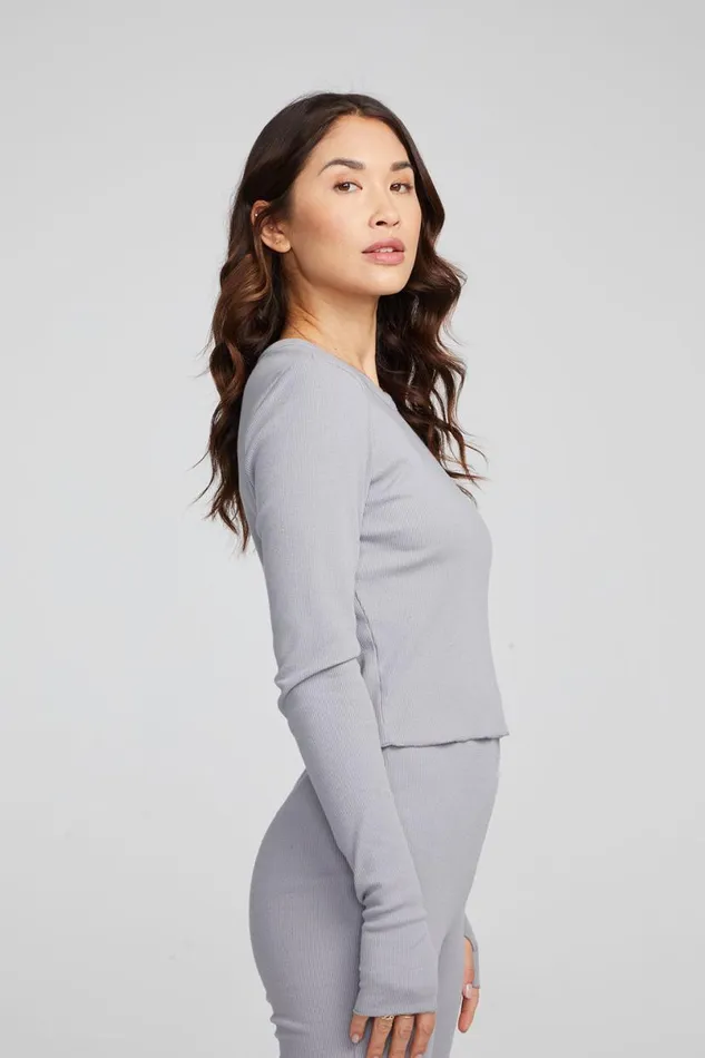 Womens Tops Chaser Brand Moonlight Silver Grey Long Sleeve
