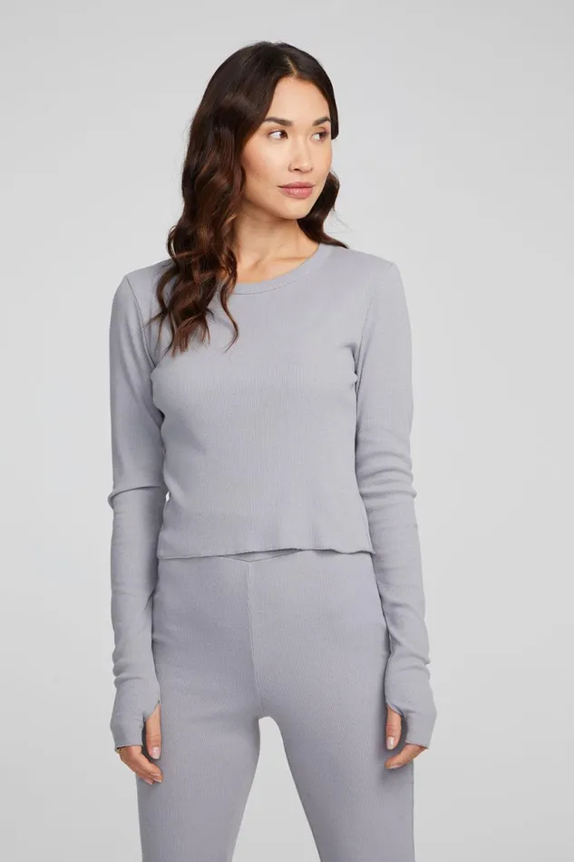 Womens Tops Chaser Brand Moonlight Silver Grey Long Sleeve