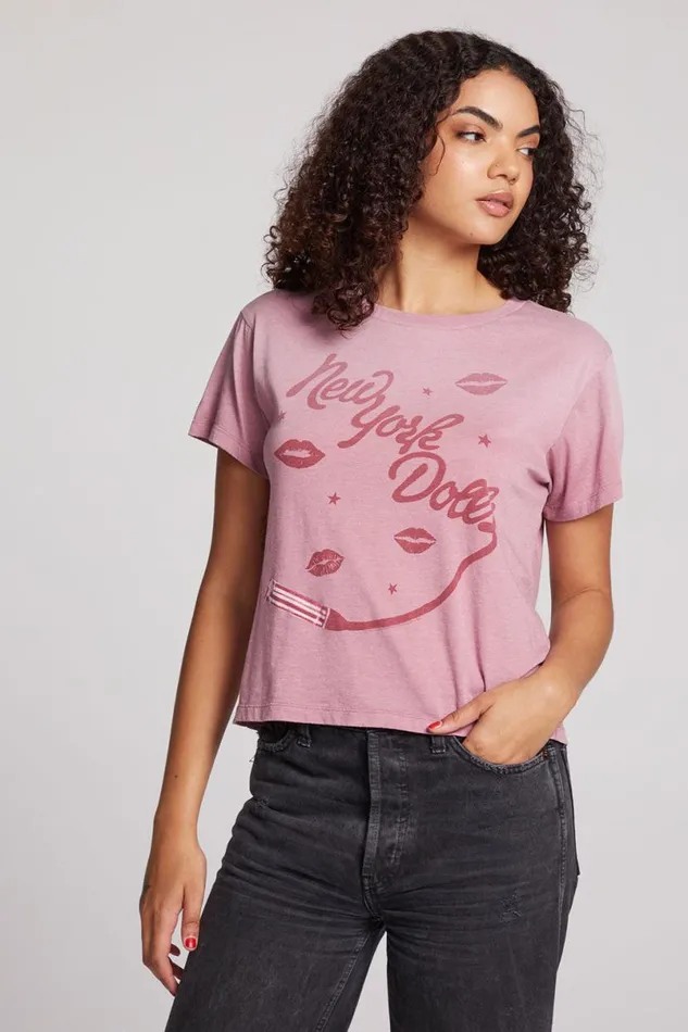 Womens Tops Chaser Brand New York Dolls Script Logo Crewneck Tee