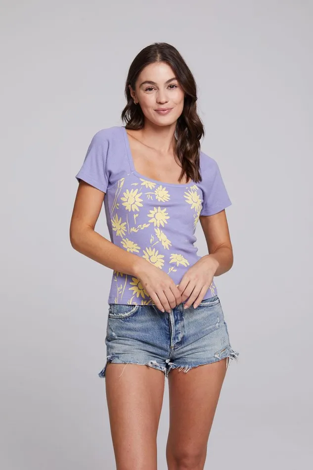 Womens Tops Chaser Brand Painted Daisies Sambuco Tee