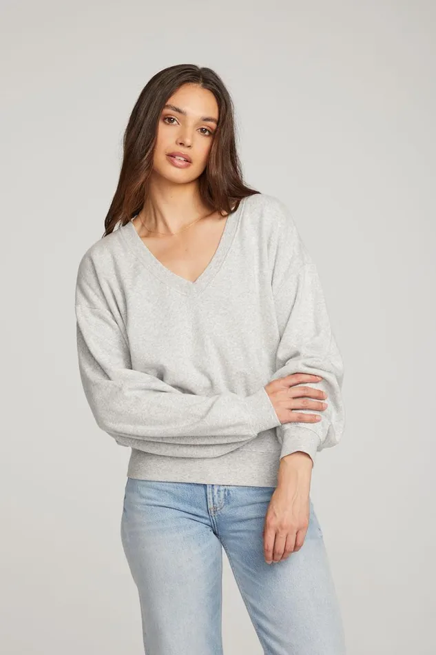 Womens Tops Chaser Brand Poppy Heather Grey Pullover