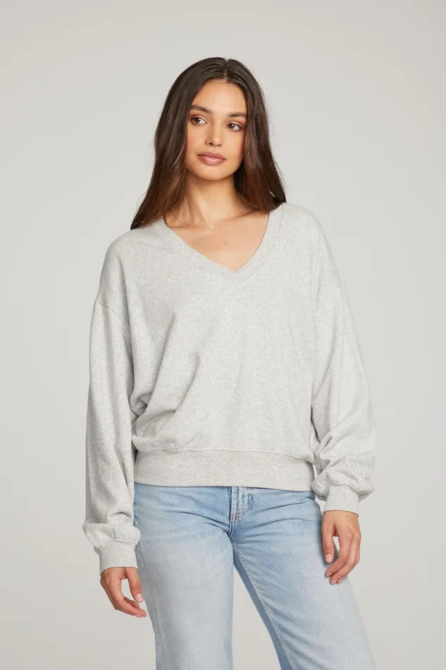 Womens Tops Chaser Brand Poppy Heather Grey Pullover