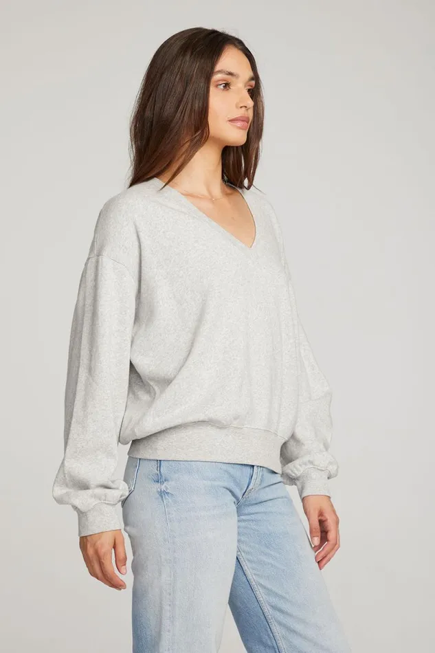 Womens Tops Chaser Brand Poppy Heather Grey Pullover
