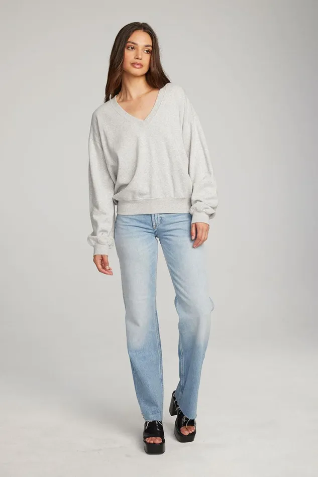 Womens Tops Chaser Brand Poppy Heather Grey Pullover