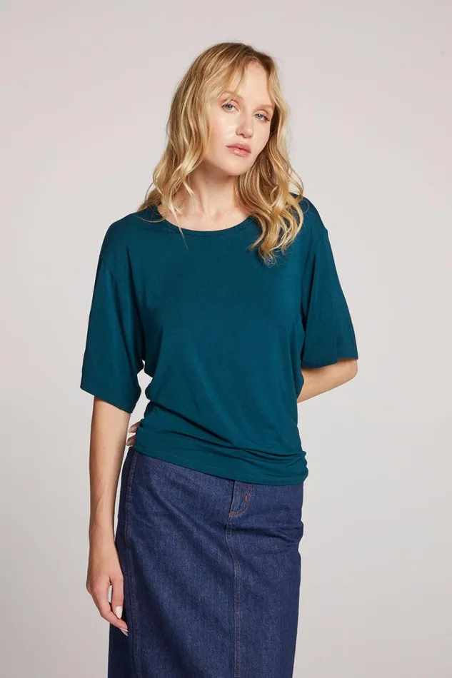 Womens Tops Chaser Brand Portola Dark Sea Short Sleeve