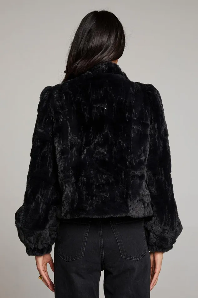 Womens Tops Chaser Brand Puff Sleeve Licorice Jacket