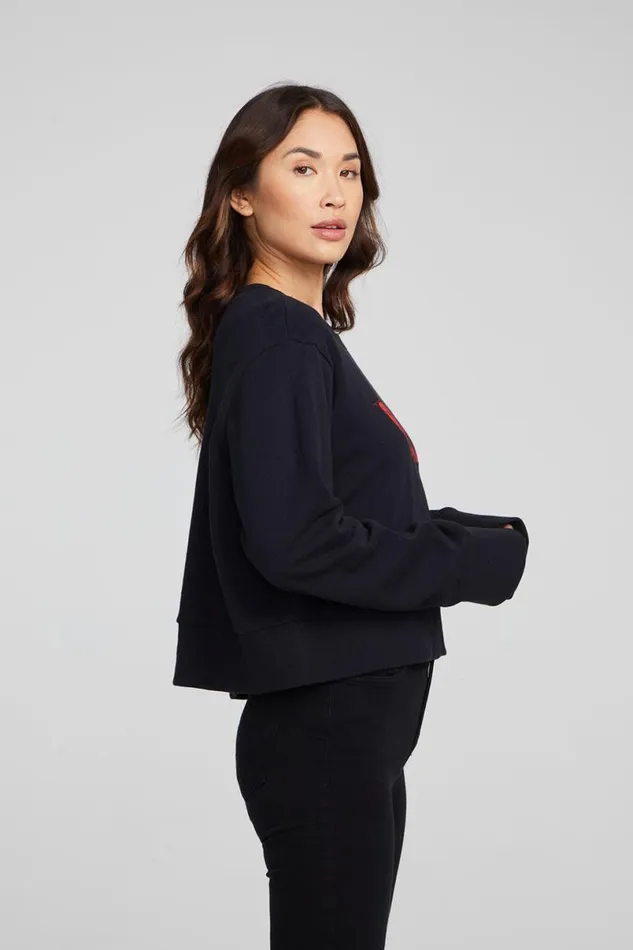 Womens Tops Chaser Brand Rock039n039Roll Lips Long Sleeve