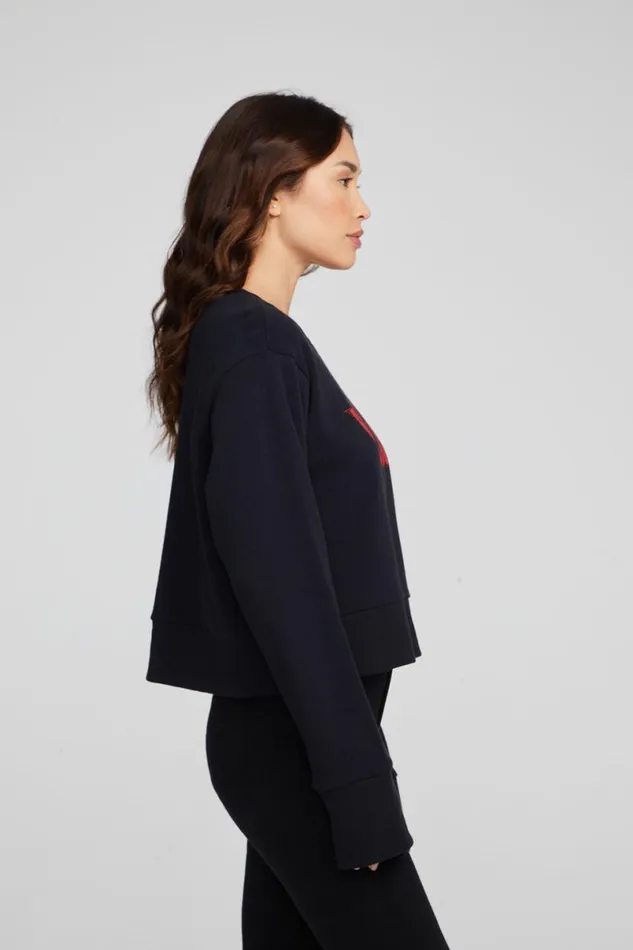 Womens Tops Chaser Brand Rock039n039Roll Lips Long Sleeve