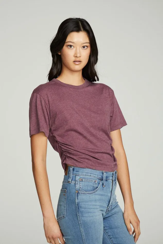 Womens Tops Chaser Brand Short Sleeve Crew Neck Shirred Side Tee