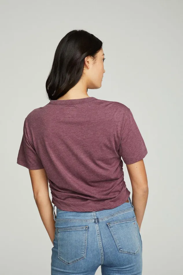 Womens Tops Chaser Brand Short Sleeve Crew Neck Shirred Side Tee