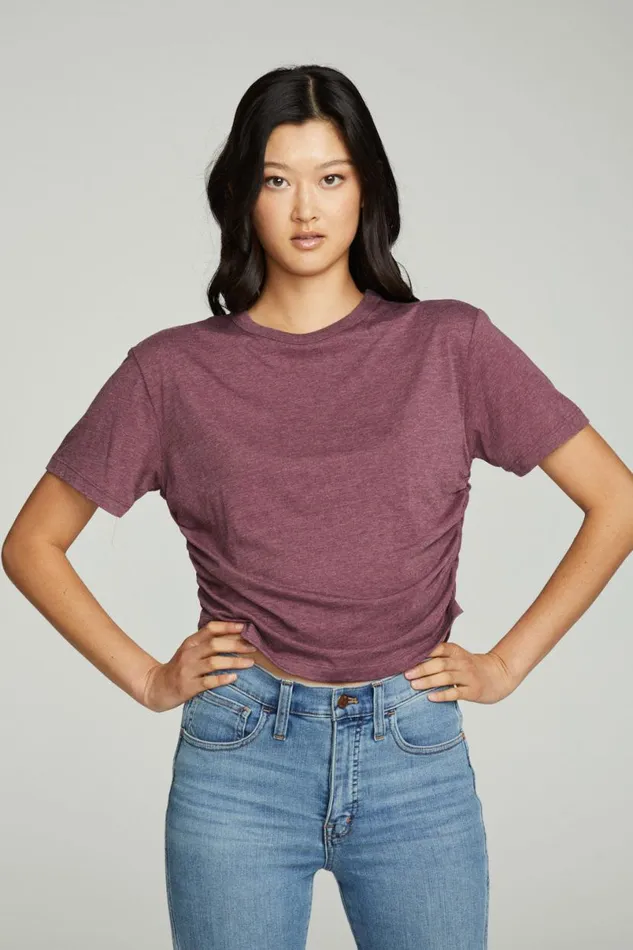 Womens Tops Chaser Brand Short Sleeve Crew Neck Shirred Side Tee