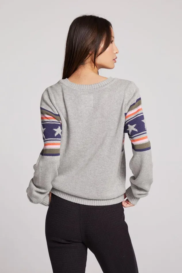 Womens Tops Chaser Brand Star Stripe Sweater