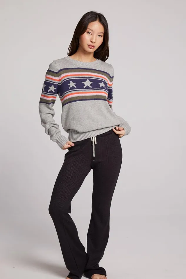 Womens Tops Chaser Brand Star Stripe Sweater
