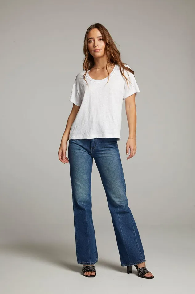 Womens Tops Chaser Brand Sunshine White Scoop Neck Tee
