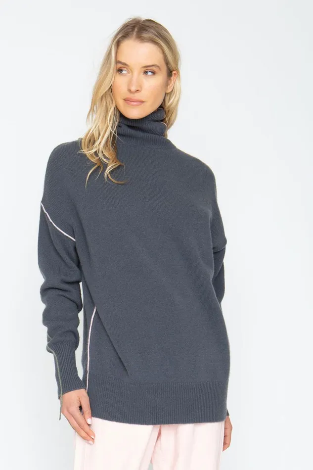 Womens Tops Chaser Brand Turtle Sweater 8211 Charbon