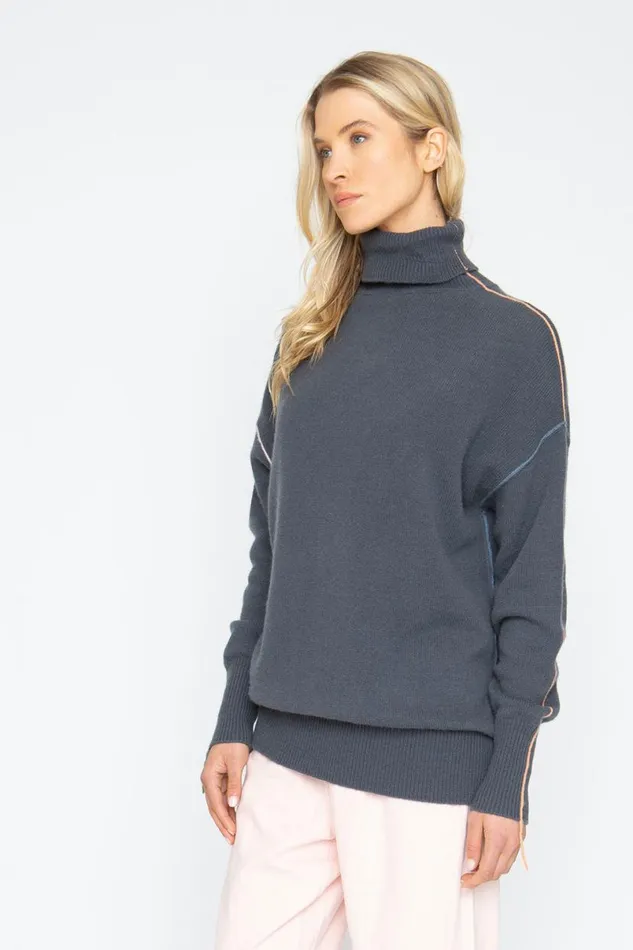 Womens Tops Chaser Brand Turtle Sweater 8211 Charbon
