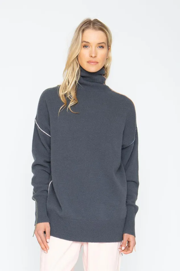 Womens Tops Chaser Brand Turtle Sweater 8211 Charbon