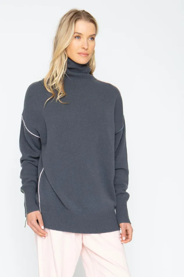 Womens Tops Chaser Brand Turtle Sweater 8211 Charbon