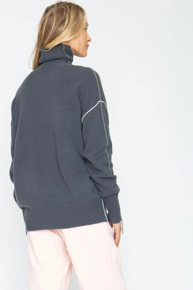 Womens Tops Chaser Brand Turtle Sweater 8211 Charbon