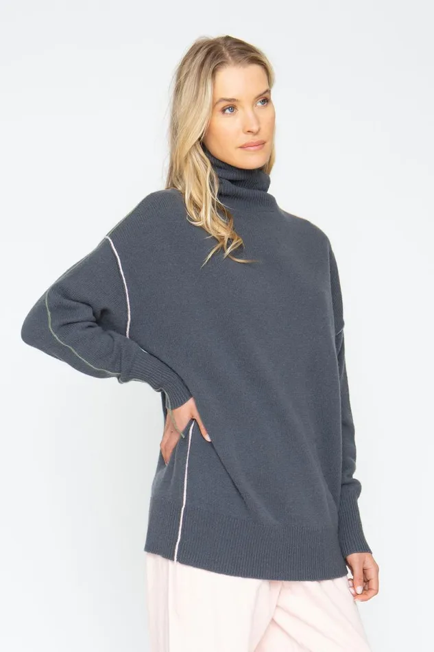 Womens Tops Chaser Brand Turtle Sweater 8211 Charbon