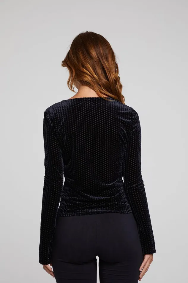 Womens Tops Chaser Brand Union Check Burnout Long Sleeve