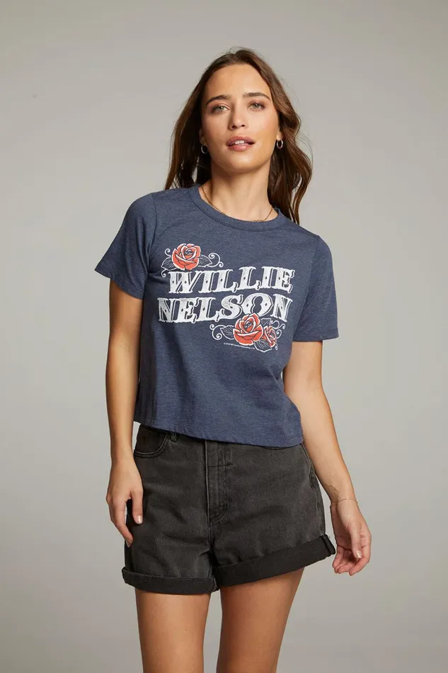 Womens Tops Chaser Brand Willie Nelson Roses Tee