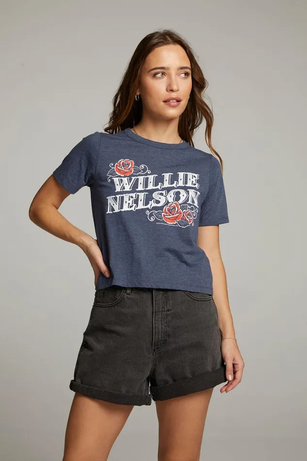 Womens Tops Chaser Brand Willie Nelson Roses Tee