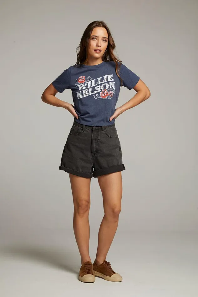 Womens Tops Chaser Brand Willie Nelson Roses Tee